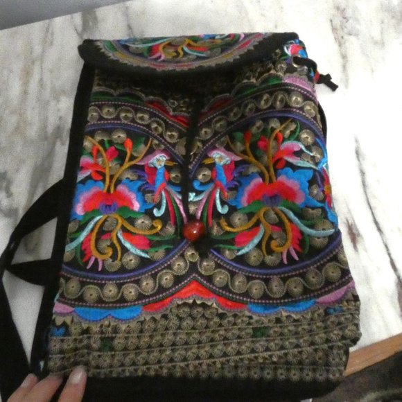 Pretty small lightweight embroidered backpack main image 4
